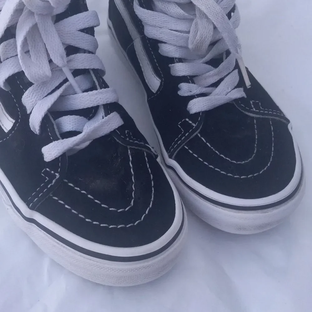 Vans SK8-HI Shoes Black & White Kids Size 1
